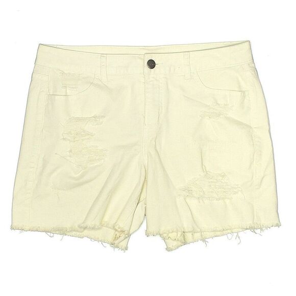 Lane Bryant Venezia cut- off Vanilla White Denim Shorts - Destructed Size 14 - Picture 1 of 4